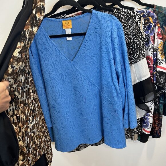 Lot Of 7 Ruby Rd. Plus 1X Blouse Tops Mixed Prints - Picture 5 of 12